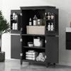 Freestanding Storage Cabinet with 4 Doors,Elegant Organizer Unit with Adjustable Shelves, Sturdy MDF Frame, Anti-Tipping Design, Large Capacity for Bathroom, Kitchen, Office, Home, Black view 1