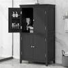 Freestanding Storage Cabinet with 4 Doors,Elegant Organizer Unit with Adjustable Shelves, Sturdy MDF Frame, Anti-Tipping Design, Large Capacity for Bathroom, Kitchen, Office, Home, Black view 4
