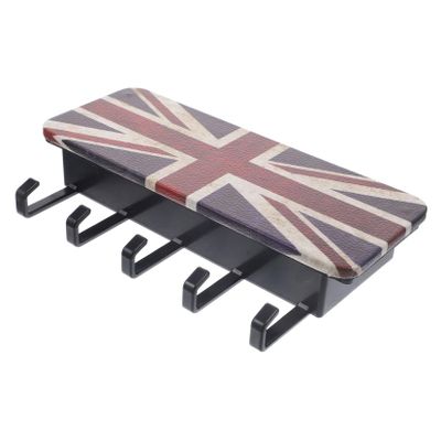 COOLHIYA Vintage British Flag Key Holder for Wall with Mail Tray and Hooks Mount Storage Organizer for Entryway Hallway Kitchen and Mudroom Rustic Wall Rack for Keys Letters and Items