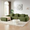 113" Modular L-Shaped Sectional Sofa with Movable Ottoman, Green Corduroy Deep Seat Couches for Living Room, Boneless Cloud Couch, No Assembly Required view 1