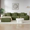 113" Modular L-Shaped Sectional Sofa with Movable Ottoman, Green Corduroy Deep Seat Couches for Living Room, Boneless Cloud Couch, No Assembly Required view 4