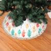 Coral and Teal Arrows Christmas Tree Skirt with Tassel 36" Farmhouse Rustic Xmas Tree Mat Waterproof Halloween Tree Cover for Xmas Holiday New Year Party Decoration view 2