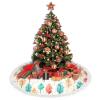 Coral and Teal Arrows Christmas Tree Skirt with Tassel 36" Farmhouse Rustic Xmas Tree Mat Waterproof Halloween Tree Cover for Xmas Holiday New Year Party Decoration view 4