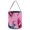 QMNALP Halloween Tote Treat Bags for Trick Or Treating Personalized Multipurpose Reusable Two Hibiscus Flowers Printed Candy Bags for Party Supplies Snack Grocery Tote with Handles view 1