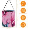 QMNALP Halloween Tote Treat Bags for Trick Or Treating Personalized Multipurpose Reusable Two Hibiscus Flowers Printed Candy Bags for Party Supplies Snack Grocery Tote with Handles view 2