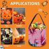QMNALP Halloween Tote Treat Bags for Trick Or Treating Personalized Multipurpose Reusable Two Hibiscus Flowers Printed Candy Bags for Party Supplies Snack Grocery Tote with Handles view 3