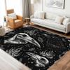 Gothic Skull Area Rugs 7x10 Living Room, Raven Bird Skull Feather Black and White Design, Soft Washable Bedroom Rug, Gothic Home Decor Carpet, Low Pile, Non Slip, Kid & Pet Friendly (S-194) view 1