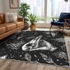 Gothic Skull Area Rugs 7x10 Living Room, Raven Bird Skull Feather Black and White Design, Soft Washable Bedroom Rug, Gothic Home Decor Carpet, Low Pile, Non Slip, Kid & Pet Friendly (S-194) view 2