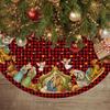 Christmas Tree Skirt 36 Inch Plaid Nativity Holy Night Xmas Home Decor view 1