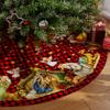 Christmas Tree Skirt 36 Inch Plaid Nativity Holy Night Xmas Home Decor view 3