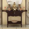 Bamboo Meditation Altar Table with Storage - Buddhist Shrine Cabinet for Home Use, Small Altar Table Bamboo Pooja Cabinet with Convertible Drawer and Door Compartment A1 47.2"Lx15.7"Wx39.4"H/120*40cm view 2