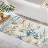 Coastal Thanksgiving Bathroom Rug 2x3 Front Door Mat with Tassel Cotton Woven Throw Area Rug Washable Small Entry Rugs Blue Coral White Pumpkin Starfish Low Profile Carpet for Kitchen Laundry Room view 3