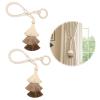 2 Pack Boho Curtain Tiebacks,Beige Hand Knitting Cotton Curtain Holdbacks with Adjustable Natural Wooden Bead for Indoor Outdoor Drapes Decorative view 2