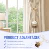 2 Pack Boho Curtain Tiebacks,Beige Hand Knitting Cotton Curtain Holdbacks with Adjustable Natural Wooden Bead for Indoor Outdoor Drapes Decorative view 4