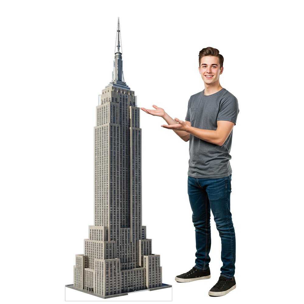 111PRINT Empire State Building Cardboard Cutout 1FT, Life Size Backdrop for Weddings, Birthdays, Classroom Decor Photo Props Coroplast, Easy Assembly Reusable, 1 Piece