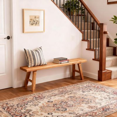 DGRGRHBV Wooden Entryway Bench Farmhouse for Bedroom End of Bed Vintage Artisan Live Edge Ustic Interior Decor Accent Mudroom,Bedside,Dinette Table,Noodle Narrow Bench (78.7" W x 17.7" H x 10" D)