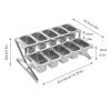 10 Pans Commercial Spice Set 2-Tier Expandable Spice Rack Set with 10 Lids & 10 Ladles, Countertop Spice Rack Countertop Holder for Seasoning Topping view 3