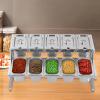 10 Pans Commercial Spice Set 2-Tier Expandable Spice Rack Set with 10 Lids & 10 Ladles, Countertop Spice Rack Countertop Holder for Seasoning Topping view 4