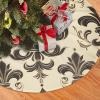 Fleur-de-Lis and Coat Arms Knight Christmas Tree Skirt Luxury Plush Extra Large Tree Skirts Xmas Tree Skirts Classic Retro Christmas Tree Base Cover Holiday Tree Mat for Xmas Tree Decorations 36" view 3