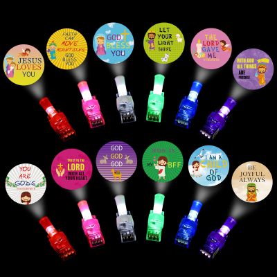 Tuanse 60 Pcs Christian Finger Lights Bulk, Glow in The Dark Religious Jesus Party Favors, Bible Verses Finger Lights for Kids Summer VBS Vacation Bible School Supplies, Sunday School Gifts and Prizes