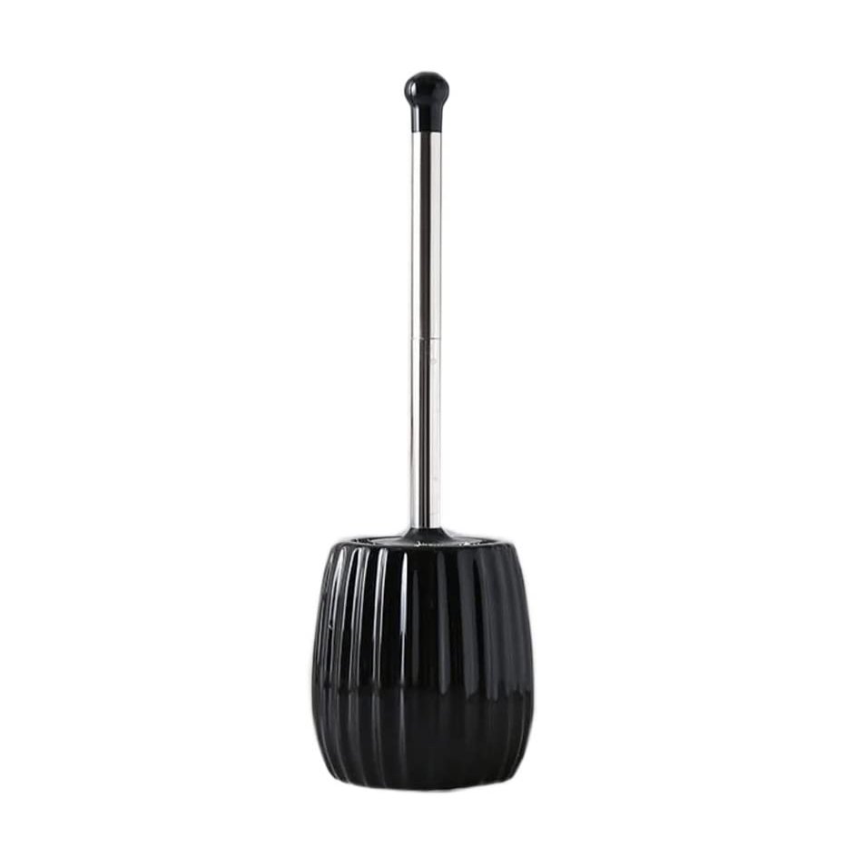 CWENZXDIA Toilet Brush Ceramic Toilet Brush with Holder Set Stainless Steel Long Handle Decorative in The Bathroom Brushs Holder Set(Black)