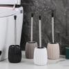 CWENZXDIA Toilet Brush Ceramic Toilet Brush with Holder Set Stainless Steel Long Handle Decorative in The Bathroom Brushs Holder Set(Black) view 4