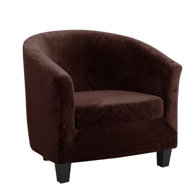2 Piece Club Chair Slipcover High Stretch Tub Chair Slipcover Furniture Protector(Color:Brown)