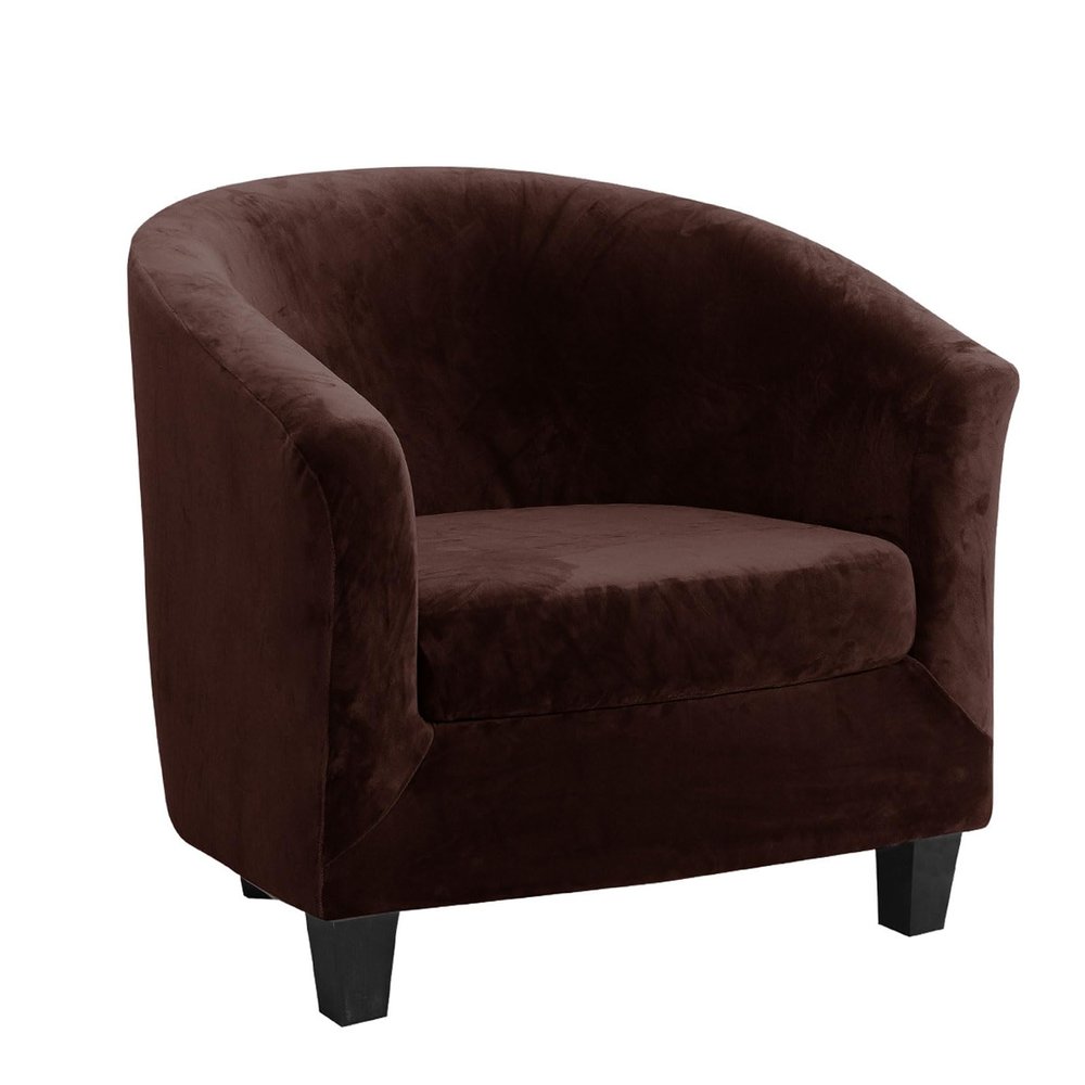 2 Piece Club Chair Slipcover High Stretch Tub Chair Slipcover Furniture Protector(Color:Brown)