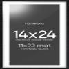 Homeforia 14x24 Picture Frame Black Wood, High End Oak 14x24 Poster Frames with Mat 11x22 Photo, 14 x 24 Wooden Frame Matted to 11 by 22 Print, 24x14 Hanging Frames, Tempered Glass, Wall Kit, Set of 1 view 1