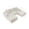 3-Piece Boneless Modular Sectional Sofa, Cloud Couch, Left Facing Chaise with Ottoman, Oversized Deep Seat, Soft Corduroy Fabric, Sectional Couch for Living Room-White view 2