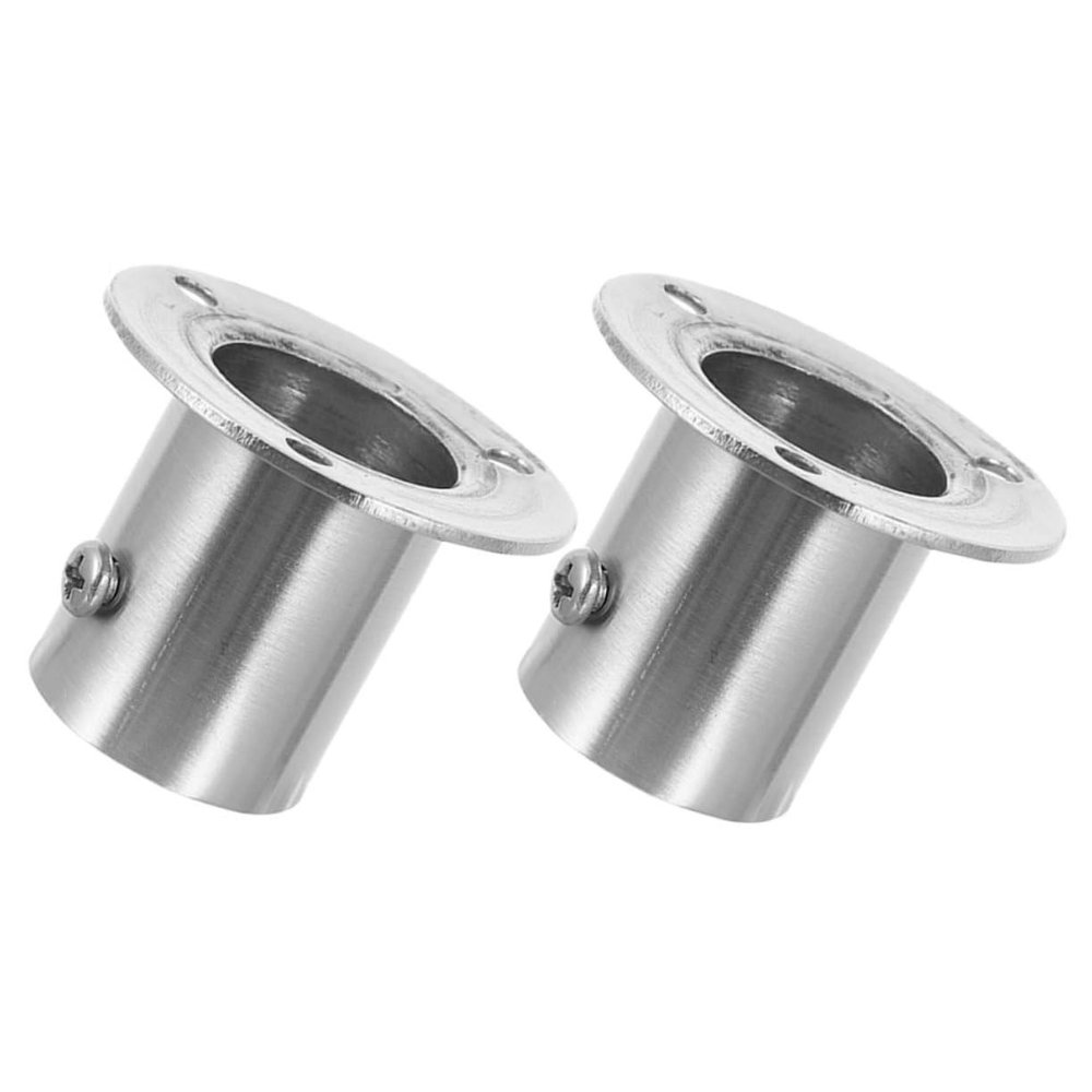 COOLHIYA 2Pcs Stainless Steel Curtain Rod Holders Brackets with Flat Wall Mount Rustproof Closet Rod Supports for Shower Curtains and Wardrobes Easy Installation with Screw Fixing Elegant