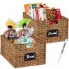 Best Choice Products Pantry Baskets Set of 2 16x12in Water Hyacinth Storage Baskets, Woven Wicker Kitchen Organizers with handles w/Chalkboard Label Chalk Marker - Chestnut view 1