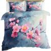 GKPLY Floral Duvet Cover Twin - Pink Florals Bedding Sets - Simple Gray Flower Comforter Cover with Zipper - 3 Pieces with 2 Pillowcases - Bedroom Decor & Gifts for Women view 1