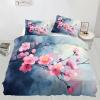 GKPLY Floral Duvet Cover Twin - Pink Florals Bedding Sets - Simple Gray Flower Comforter Cover with Zipper - 3 Pieces with 2 Pillowcases - Bedroom Decor & Gifts for Women view 2