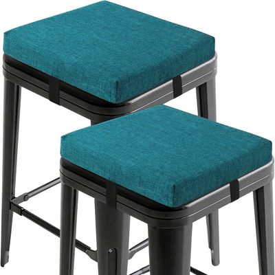 DOGACA Set of 2 Stool Cushion Square with Ties 14/16/18/20/22", Non-Slip Bar Stool Square Seat Cushion with with Machine Washable Cover - Two Pads Only(25,45x15cm/18x6in)