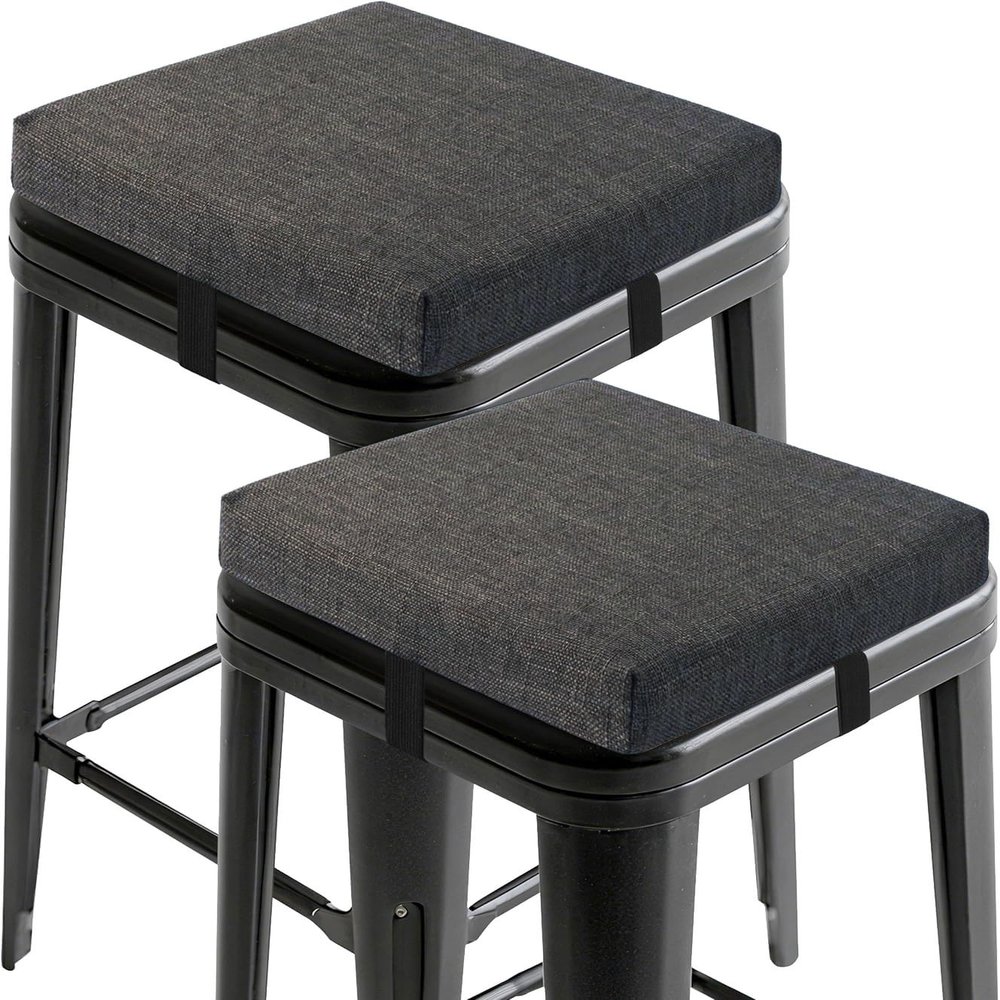 DOGACA Set of 2 Stool Cushion Square with Ties 14/16/18/20/22", Non-Slip Bar Stool Square Seat Cushion with with Machine Washable Cover - Two Pads Only(27,45x8cm/18x3in)