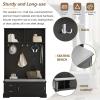 Elegant Hall Tree with Sliding Doors, Versatile Coat Rack with 6 Silvery Hooks & Handles, Mudroom Bench Cabinet with Shoe Storage & 44.4" W Cushion for Hallway, Living Room, 47.2 * 78.7 (Black) view 3