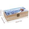 YHNNH Winter Skiing Wooden Storage Box Large Wood Box With Hinged Lid Natural Wood Storage Boxes for Crafts, Art, DIY, Stash, Keepsake, Gifts view 2