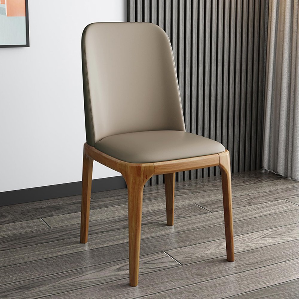 Dining Chairs Set of 2/4/6, Modern Kitchen & Dining Room Chairs with Premium Leather Seat, Comfortable Ergonomic Dining Chair Set for Dining Table, Chairs for Kitchen, Be Walnut Rack + Khaki Set of 4