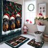 4PCS Christmas Rottweilers Dog Shower Curtain Set with Non-Slip Rug, U Shape Toilet Lid Cover Mat, Xmas Balls Window Puppy Bath Decor, Bathroom Accessory view 1