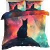 GKPLY Cat Print Bedding Sets - Mystical Cat Duvet Cover Full - Fantasy Galaxy Comforter Cover with Zipper - 3 Pieces with 2 Pillowcases - Bedroom Decor & Gifts view 1