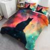 GKPLY Cat Print Bedding Sets - Mystical Cat Duvet Cover Full - Fantasy Galaxy Comforter Cover with Zipper - 3 Pieces with 2 Pillowcases - Bedroom Decor & Gifts view 3