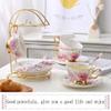EHVYBDX 15 Piece European Porcelain Tea Set Service Coffee Set with Metal Holder, Rose Pattern Vintage Mug Ceramic Sugar Bowl Drinkware,Teapot Pot Cups Sets for Household view 3