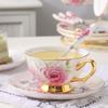 EHVYBDX 15 Piece European Porcelain Tea Set Service Coffee Set with Metal Holder, Rose Pattern Vintage Mug Ceramic Sugar Bowl Drinkware,Teapot Pot Cups Sets for Household view 4
