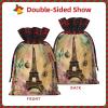 AKDODK Paris Eiffel Tower Print Christmas Drawstring Packaging Bags,Cloth Snack Bags,Suitable For Candy,Gifts And Storage view 3