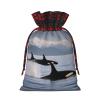 AKDODK Killer Whales Swim Along Print Christmas Drawstring Packaging Bags,Cloth Snack Bags,Suitable For Candy,Gifts And Storage view 2
