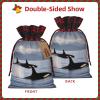 AKDODK Killer Whales Swim Along Print Christmas Drawstring Packaging Bags,Cloth Snack Bags,Suitable For Candy,Gifts And Storage view 3