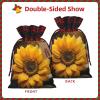 AKDODK Beautiful Sunflower 4 Print Christmas Drawstring Packaging Bags,Cloth Snack Bags,Suitable For Candy,Gifts And Storage view 3