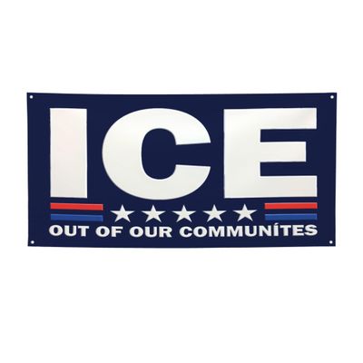 3x6 Ft ICE Out of Our Communites Banner Signs I Stand with Immigrants Anti ICE Banners Flag Large Yard Bedroom Decoration