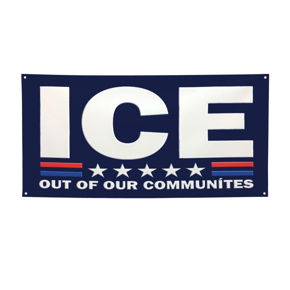 3x6 Ft ICE Out of Our Communites Banner Signs I Stand with Immigrants Anti ICE Banners Flag Large Yard Bedroom Decoration